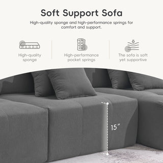[VIDEO+New]105.5''L Shaped Modular Sectional Sofa,Minimalist Corduroy Floor Couch Set,Convertible Foam-Filled Cloud Compressed Couch for Living Room,3 PC Free Combination,No Assembly Required,3 Colors