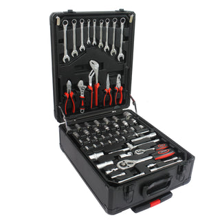 899-Piece Home Repair Tool Set with Rolling Plastic Toolbox, 4 Drawers, General Household Maintenance Kit for Garden, Homeowner, Handyman, Black
