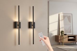 28-Inch Modern LED Wall Sconce 2-Pack - Minimalist Dimmable Indoor Wall Light Fixtures, Matte Black Hardwired Lighting for Living Room, Bedroom, Hallway, Hotel, and Luxury Home Deco