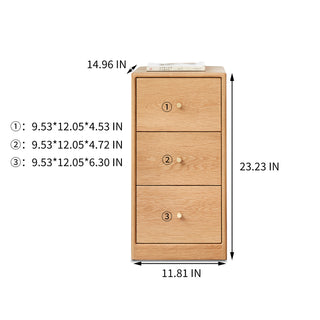 Solid Oak Bedside Table Storage Cabinet for Living Room - Free-Standing Corner Cabinets Storage Table