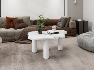 Cloud Coffee Table Classic Modern Marbling Tea Table, Irregular Indoor End Table For Living Room Apartment Free Shape with 3 Legs