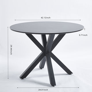 42.1"BLACK Table Mid-century Dining Table for 4-6 people With Round Mdf Table Top, Pedestal Dining Table, End Table Leisure Coffee Table,cross leg