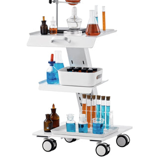 3-Layer Rolling Lab Cart | Metal Mobile Trolley with 220 lbs Capacity