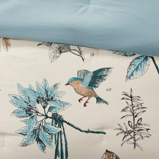 7-Piece Printed Cotton Twill Comforter Set, Khaki