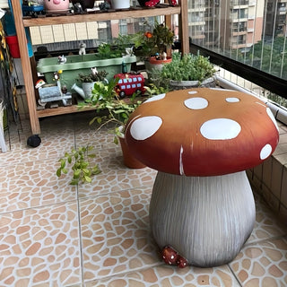 Oversized Mushroom Garden Stool – 13.4" Resin Decorative Mushroom Statue with Forest Base, Multi‑Purpose Indoor/Outdoor Stool for Lawn, Patio & Courtyard Décor