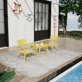 Three-piece indoor/outdoor leisure table and chair set (two chairs and one coffee table), UV-resistant, waterproof and durable, brick yellow, 25*20.47*27.56 (in)/19.69*19.69*14.96 (in), Polypropylene.