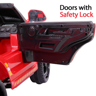 Kids Ride-on Car, Off-Road Truck with MP3 Connection, Working Horn, Steering Wheel, and Remote Control, 12V Motor, Black