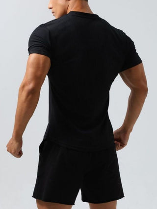 Men's Plus Size Notched Short Sleeve T-Shirt
