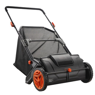 21 inch Push Lawn Sweeper with Hopper Bag, Black