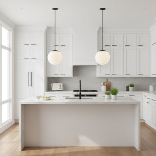 10 inch Diameter Etched White Glass Globe Integrated LED Pendant