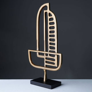 Abstract Aluminum Table Décor Sculpture | Modern 8x3x15 Inch Art Piece (Grey/Silver)