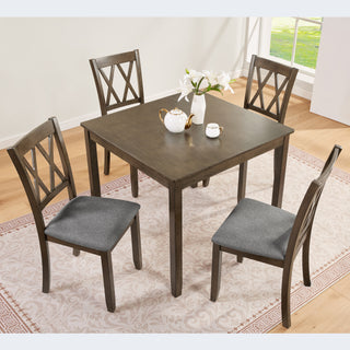 Walnut 5-Piece Wooden Dining Table Set - Modern 4-Person Kitchen &amp; Dining Group