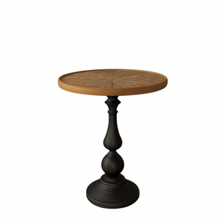 Retro French Country Wooden Round End Table - Modern Pedestal Coffee Table