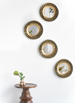 16' Round Wall Mirror with Gold Metal Frame, Mid-Century Modern Accent Mirror for Living Room