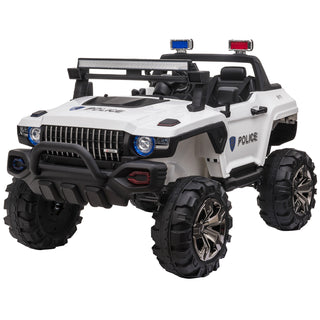 Aosom 53" 2-Seater 12V Police Ride-On Truck - Remote & Siren, White