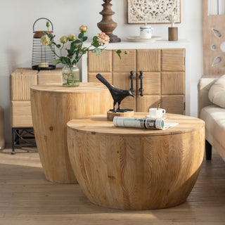 Vintage Style Bucket Shaped Coffee Table Set for Office, Dining Room and Living Room(Set of Two Pieces)