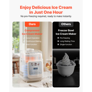 Upright Automatic Ice Cream Maker with Compressor, White