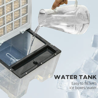 HOMCOM 32" Portable Evaporative Air Cooler with 3.2 Gal Tank, Oscillating Fan, Humidifier, Remote, 3 Modes, 3 Speeds, Timer – Gray