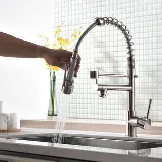Commercial Kitchen Faucet with Pull Down Sprayer, Single Handle Single Lever Kitchen Sink Faucet