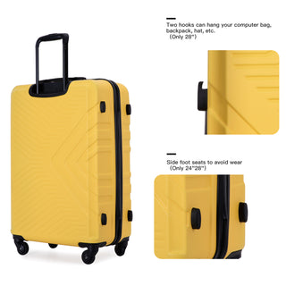 ABS Lightweight 3 Piece Luggage Sets with Spinner Wheels and TSA Lock in Yellow (20/24/28)
