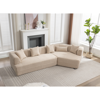 [VIDEO PROVIDED][ New And Upgraded Extended Edition]Modular sofa , modern minimalist style sofa,  upholstered ,  free combination, round fiber fabric, anti-wrinkle fabric,Dimension extension,Brown