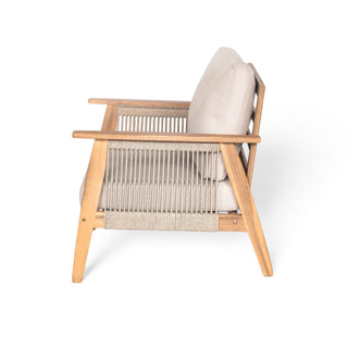 Outdoor 4-piece Acacia Wood and Rope Sectional Patio Sofa Set