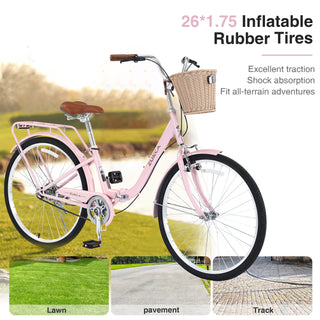 26" Folding Lady Bike – Single Speed, Durable Steel Frame, Compact Design for Easy Storage & City Commuting