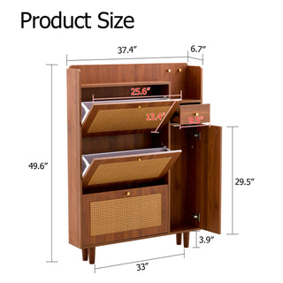 Modern Minimalist Storage Cabinet – Japanese Rattan Shoe Cabinet, Bed Top Cabinet, Small Home Furniture for Corridors and Living Rooms (GZ-DI-03)