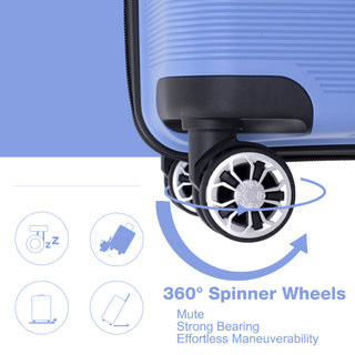 Hardshell Suitcase Double Spinner Wheels PP Luggage Sets Lightweight Durable Suitcase with TSA Lock, Purplish Blue, 3-Piece Set