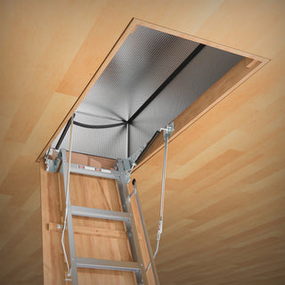 Pull‑Down Aluminum Attic Ladder with Custom‑Fit Insulation Cover – 22.5" x 54" Attic Stair Opening, Aluminum‑Foil Insulated Zippered Cover, Easy‑Access Attic Stair Combo Set
