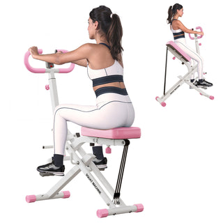 2-in-1 Folding Squat &amp; Rowing Machine - Total Body Glute &amp; Leg Trainer for Home Gym