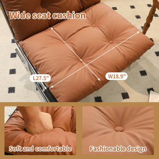Leather Armchair Modern Accent Chair – High Back Sofa Chair with Metal Legs & Soft Padding for Living Room, Bedroom & Home Office (Brown, 1Pc)
