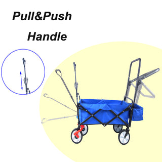 folding wagon Collapsible Outdoor Utility Wagon, Heavy Duty Folding Garden Portable Hand Cart, Drink Holder, Adjustable Handles