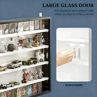 Black Wall-Mounted Display Case with Clear Glass Doors