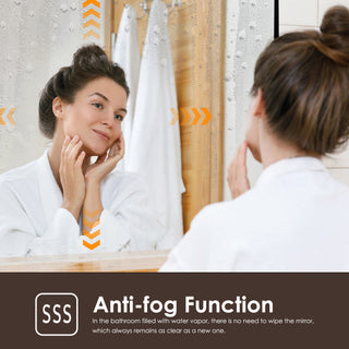 Smart Bluetooth LED Bathroom Mirror - Anti-Fog Front-Lit Vanity Mirror with Adjustable 3-Color Lighting &amp; Dimmable BrightnessSmart Bluetooth LED Bathroom Mirror - Anti-Fog Front-Lit Vanity Mirror with Adjustable 3-Color Lighting &amp; Dimmable Brightness