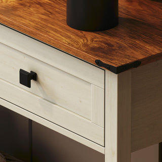 Farmhouse Style Console Table with 2 Drawers and Bottom Storage Shelf – Rustic Side Table for Entryway, Living Room, and Hallway