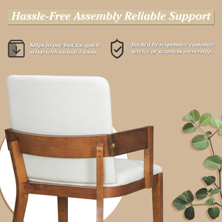 Modern Walnut & White Glossy PU Leather Dining Chairs | Set of 2