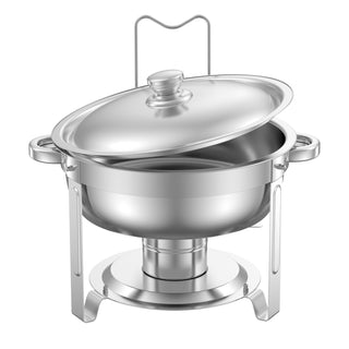 5 Qt 4-pack round chafing dish buffet set silver, view 9