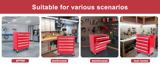 5-Drawer Metal Rolling Tool Chest with Locking System and Wheels in Red Steel