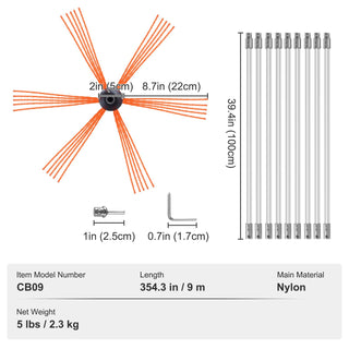 30 Ft Chimney Sweep Kit with 9 Flexible Rods | 360° Brush & Rich Accessories for Home Use