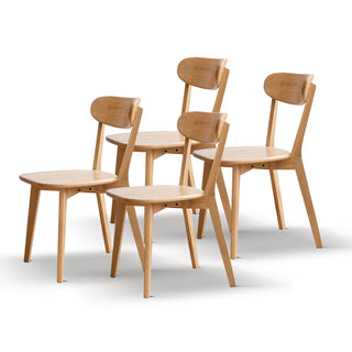 Natural Oak Dining Chair Set of 4, Solid Wood FAS Grade