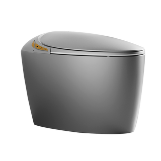 Unique Smart Toilet with Bidet Built In, Intelligent One Piece Toilet For Modern Bathroom, Auto Open/Close Seat, Foot Sensor, LED Display,Night Light, Warm Water & Dryer,Grey
