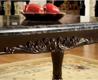Traditional Espresso Solid Wood SOFA Table w/ Faux Marble Top | Intricate Carved Console Table | Classic Luxury Living Room, Entryway, & Hallway Furniture Accent