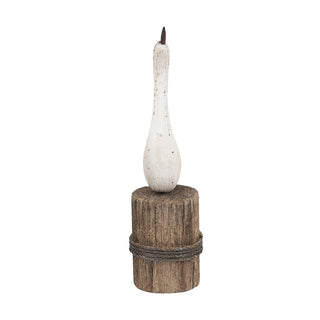 White Paulownia Wood Swan Sculpture, Brown Base