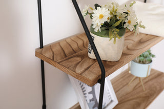 Gardenia Floating Shelf with Metal Brackets, Wall Mounted Rustic Wood Storage – 2-Tier Decorative Hanging Shelf for Trophy, Photo Frames, Collectibles, and More (Natural Wood)