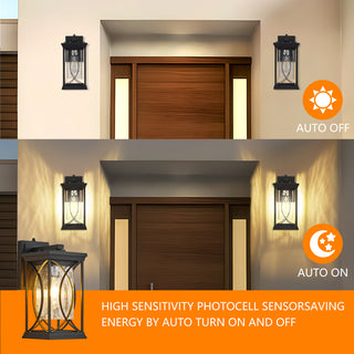 Oil Rubbed Bronze Porch Light Dusk to Dawn Outdoor Wall Lantern Small Modern Exterior Light Fixture Aluminum with Crack-Like Glass IP65 Waterproof Outdoor Sconce Outside Light for House, Front Door