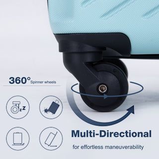 ABS Lightweight 3 Piece Luggage Sets with Two Hooks, Spinner Wheels, TSA Lock, Green (20/24/28 Inch)