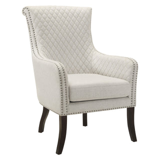 Classic Luxury Quilted Accent Chair - Beige Upholstery, Nailhead Trim