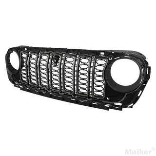 Front Mesh Grille Grid Grill for 2018-2024 Jeep Wrangler Rubicon Sahara Sport JL/JT Grill With Camera Hole Black Plastic