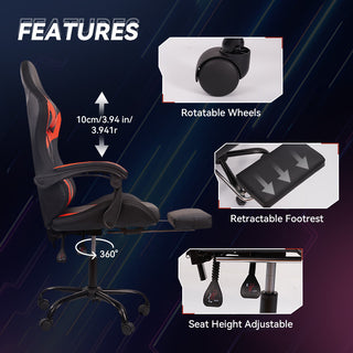 Ergonomic RGB Gaming Chair Black/Red | PU Leather w/Synced Armrests & LED Lighting